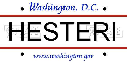 HESTERI District Of Columbia License Plate