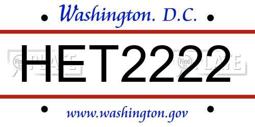 HET2222 District Of Columbia License Plate