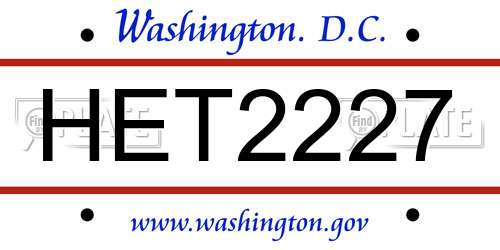 HET2227 District Of Columbia License Plate
