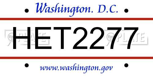 HET2277 District Of Columbia License Plate