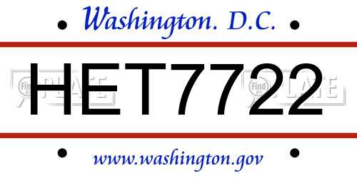 HET7722 District Of Columbia License Plate
