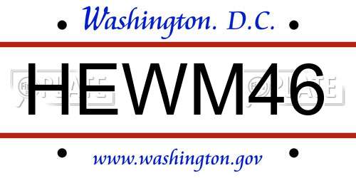 HEWM46 District Of Columbia License Plate