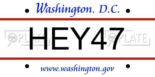 HEY47 District Of Columbia License Plate