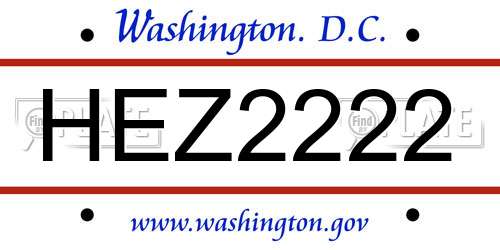 HEZ2222 District Of Columbia License Plate