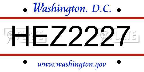 HEZ2227 District Of Columbia License Plate