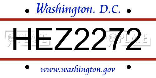HEZ2272 District Of Columbia License Plate