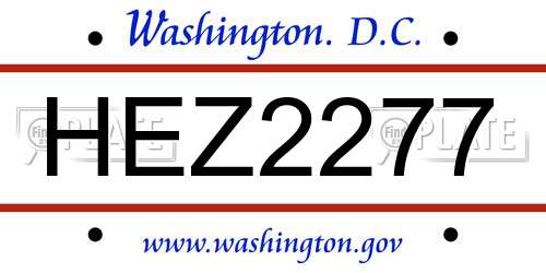 HEZ2277 District Of Columbia License Plate