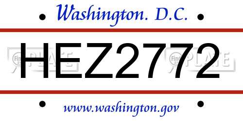 HEZ2772 District Of Columbia License Plate