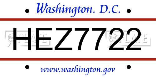 HEZ7722 District Of Columbia License Plate