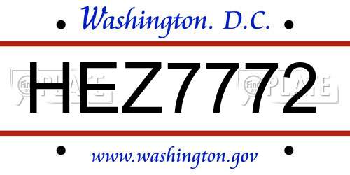 HEZ7772 District Of Columbia License Plate