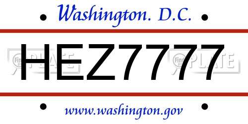 HEZ7777 District Of Columbia License Plate