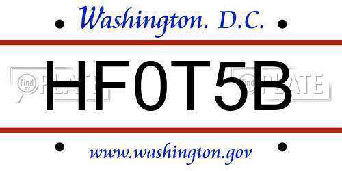 HF0T5B District Of Columbia License Plate