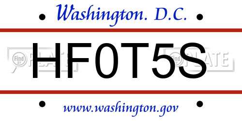 HF0T5S District Of Columbia License Plate