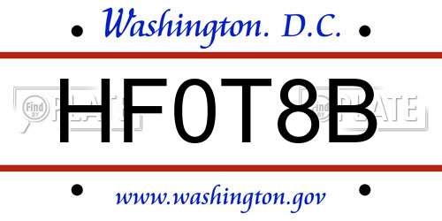 HF0T8B District Of Columbia License Plate