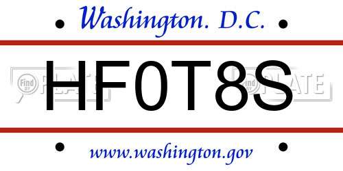 HF0T8S District Of Columbia License Plate
