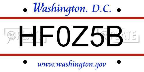HF0Z5B District Of Columbia License Plate