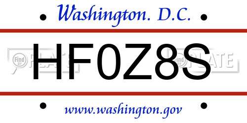 HF0Z8S District Of Columbia License Plate