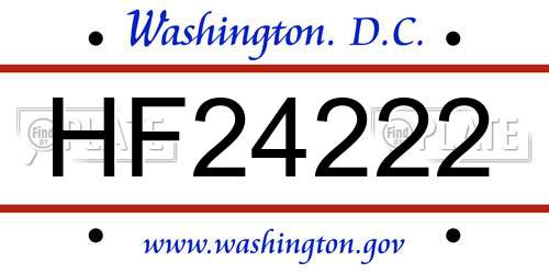 HF24222 District Of Columbia License Plate