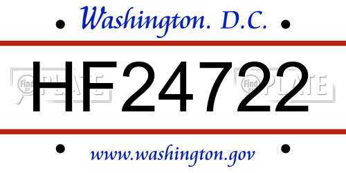 HF24722 District Of Columbia License Plate