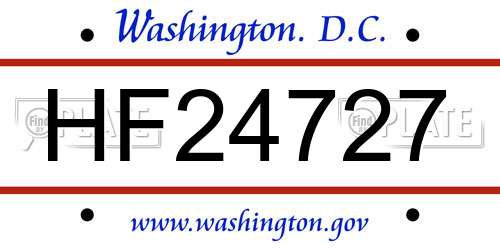 HF24727 District Of Columbia License Plate