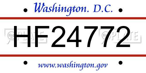HF24772 District Of Columbia License Plate