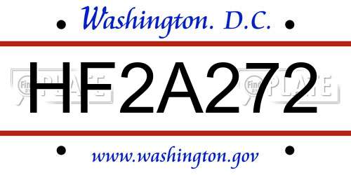HF2A272 District Of Columbia License Plate