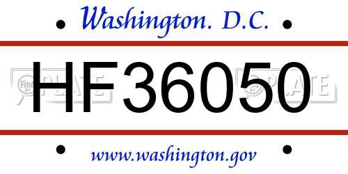 HF36050 District Of Columbia License Plate