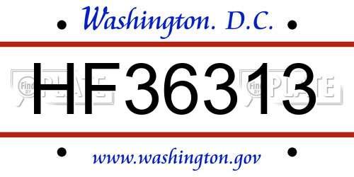 HF36313 District Of Columbia License Plate