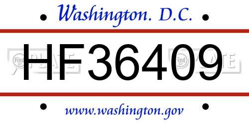 HF36409 District Of Columbia License Plate