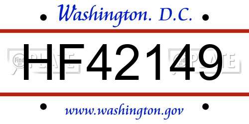 HF42149 District Of Columbia License Plate