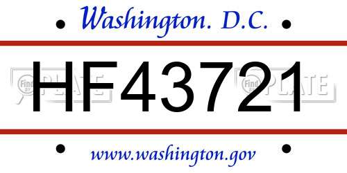 HF43721 District Of Columbia License Plate