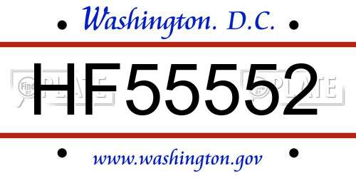 HF55552 District Of Columbia License Plate