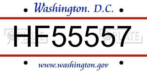 HF55557 District Of Columbia License Plate
