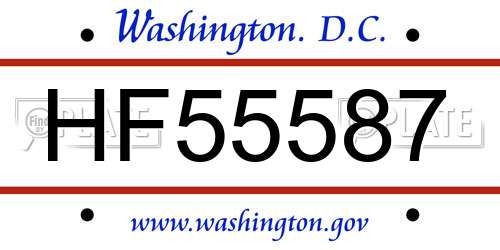 HF55587 District Of Columbia License Plate
