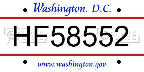 HF58552 District Of Columbia License Plate