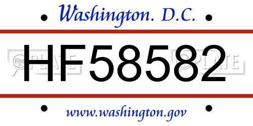 HF58582 District Of Columbia License Plate