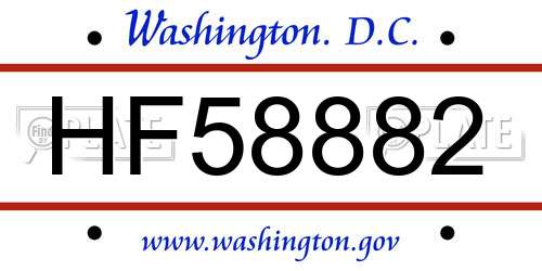 HF58882 District Of Columbia License Plate