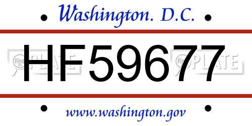 HF59677 District Of Columbia License Plate