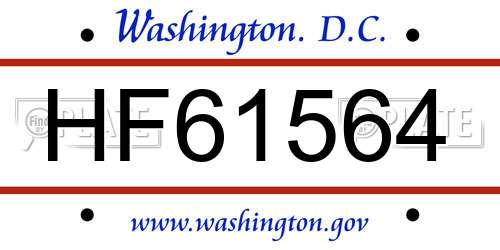 HF61564 District Of Columbia License Plate