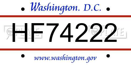 HF74222 District Of Columbia License Plate