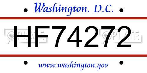 HF74272 District Of Columbia License Plate