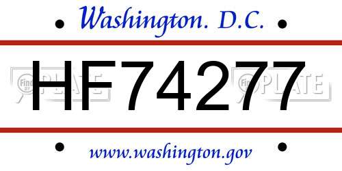 HF74277 District Of Columbia License Plate
