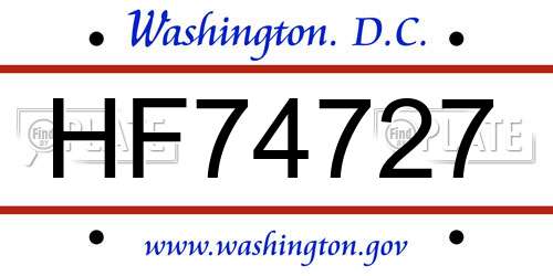 HF74727 District Of Columbia License Plate