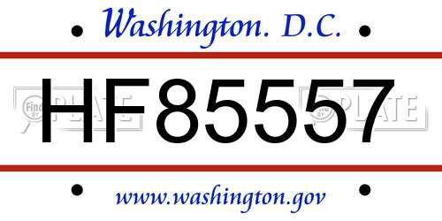 HF85557 District Of Columbia License Plate