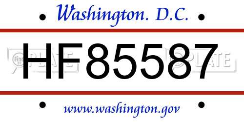 HF85587 District Of Columbia License Plate