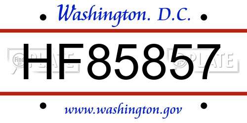 HF85857 District Of Columbia License Plate