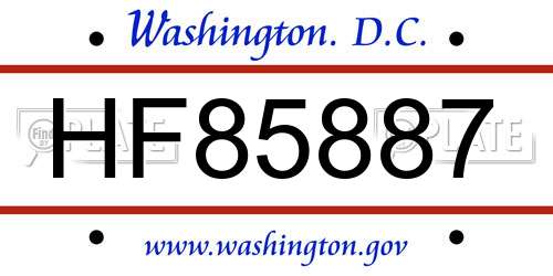 HF85887 District Of Columbia License Plate