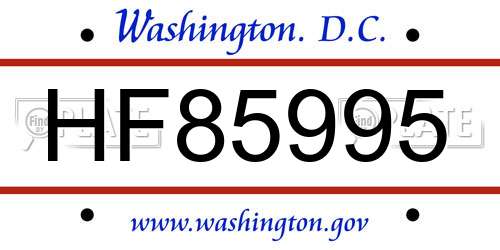 HF85995 District Of Columbia License Plate