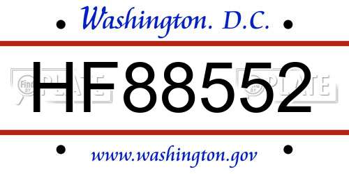 HF88552 District Of Columbia License Plate