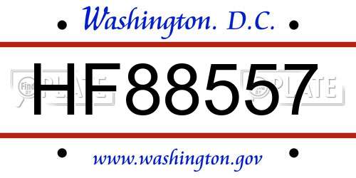 HF88557 District Of Columbia License Plate
